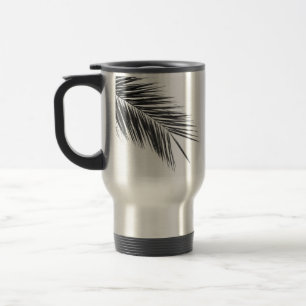 Caneca Térmica Folha de Palmeira Verde Tropical em Azul Claro