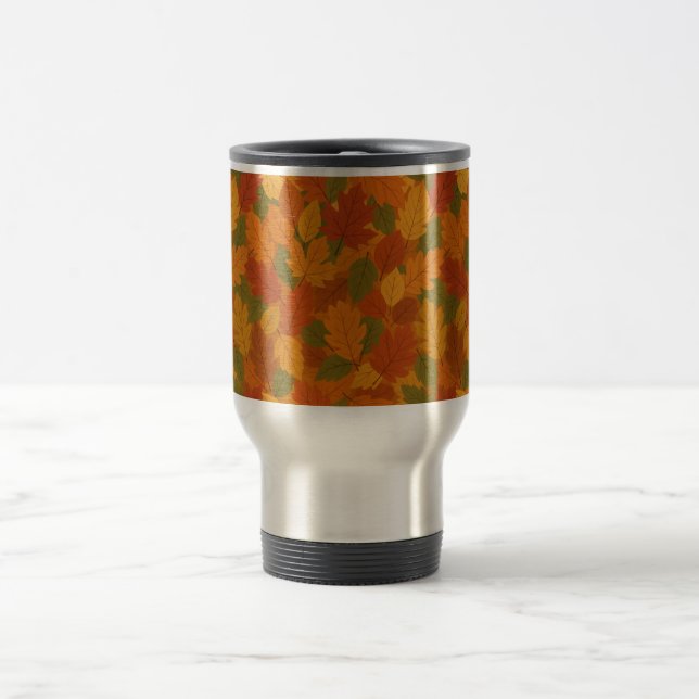 Caneca Térmica Folhas clássicas de outono com padrão (Centro)