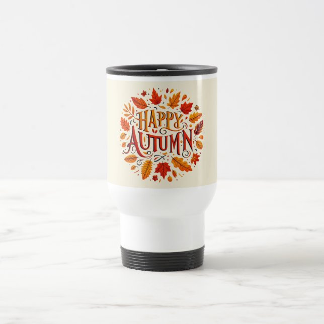 Caneca Térmica folhas clássicas e feliz outono (Centro)