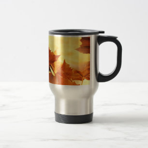 Caneca Térmica Folhas de Bordoalha Douradas Fotografia Pintura