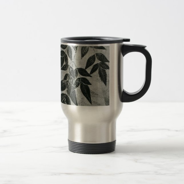 Caneca Térmica Folhas em preto e branco (Direita)