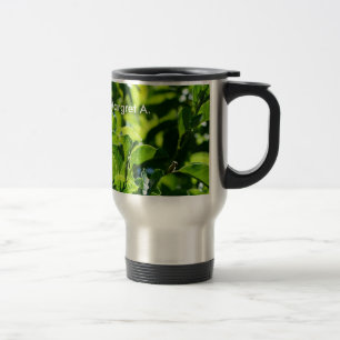 Caneca Térmica Folhas verdes frescas da primavera, adicione nome