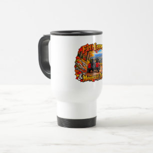 Caneca Térmica Folhas Vermelhas de Outono & Trilhas da Montanha