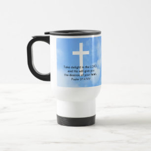 Caneca Térmica Foto de Bíblia de sucesso do céu azul Verse Christ