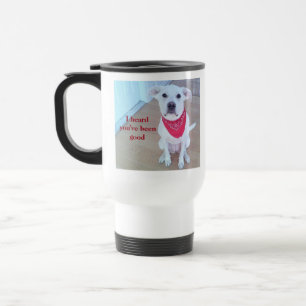 Caneca Térmica Foto de Cachorro Bonito com Engraçado Esticando O