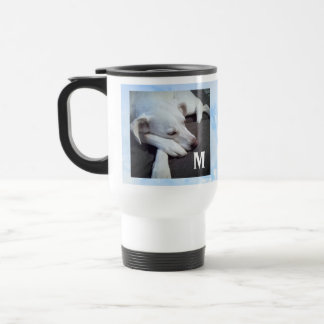 Caneca Térmica Foto de Cachorro Dormindo Bíblia Verso Inicial