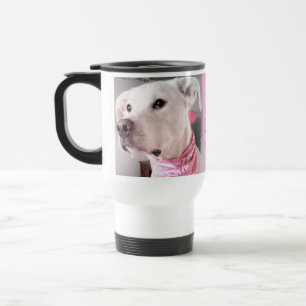 Caneca Térmica Foto de Cão Branco Bonito Personalizar com Nome R