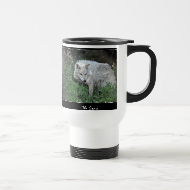Caneca Térmica Foto de Cinza Branca de Wolf Wildlife Animal (Direita)