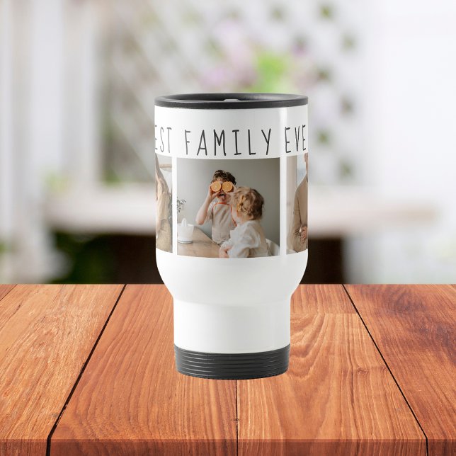 Caneca Térmica Foto de Colagem Moderna e Melhor Família Nunca Mel (Criador carregado)