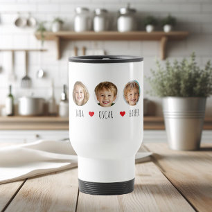 Caneca Térmica Foto de Crianças Personalizadas com Nomes e Coraçõ