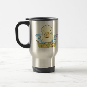 Caneca Térmica Foto de desenho animado de bebê amarelo-branco