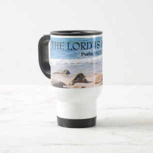 Caneca Térmica Foto de Ocean The Lord é My Rock Bíblia Verse