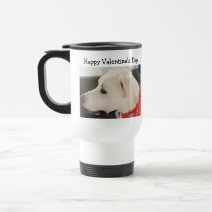 Caneca Térmica Foto de perfil de cachorro-branco Vestindo laranja