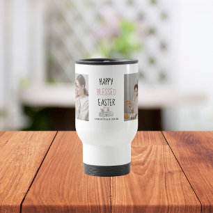 Caneca Térmica Foto Moderna Dois Feliz Páscoa Coelho