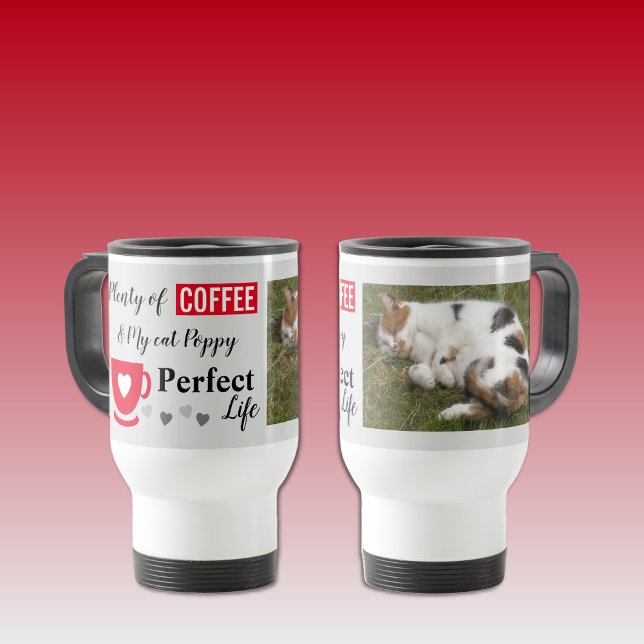 Caneca Térmica Foto perfeita de gato e cinza de café (Criador carregado)