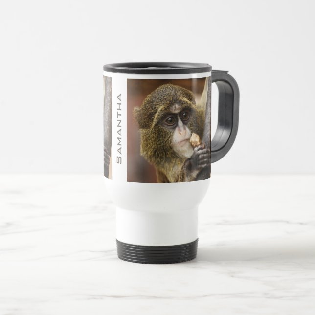 Caneca Térmica Foto Personalizada da Árvore de Subida do Macaco (Frente Esquerda)