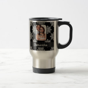 Caneca Térmica Foto personalizada de damasco preto
