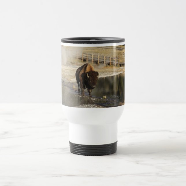 Caneca Térmica Fotografia da vida selvagem Bison Yellowstone (Centro)