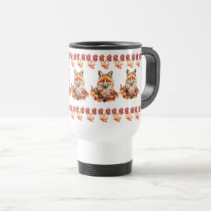 Caneca Térmica Fox de outono com Folhas de outono - Vida Selvagem