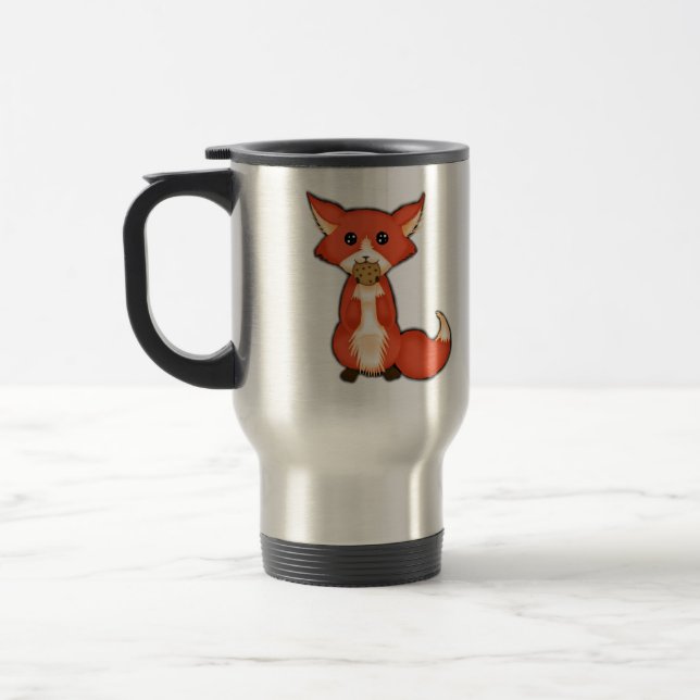 Caneca Térmica Fox Eyed grande bonito que come um biscoito (Esquerda)