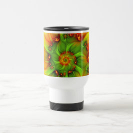 Caneca Térmica Fractal cor-de-laranja verde de Verão quente