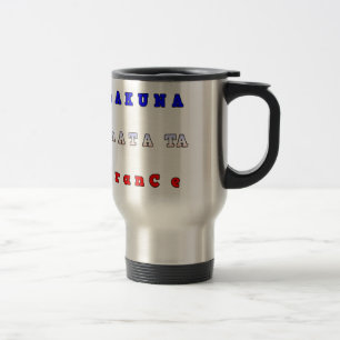 CANECA TÉRMICA FRANÇA HAKUNA MATATA AZUL BRANCO VERMELHO CORES DA