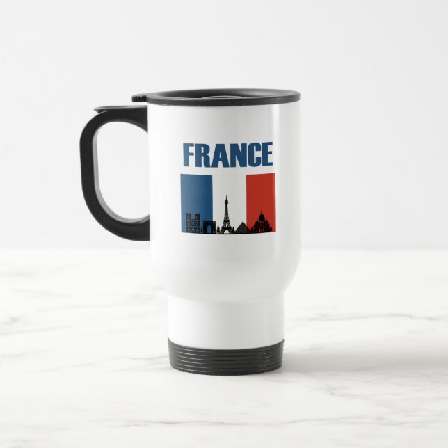 Caneca Térmica França Viagem - Paris City Skyline French Flag (Esquerda)