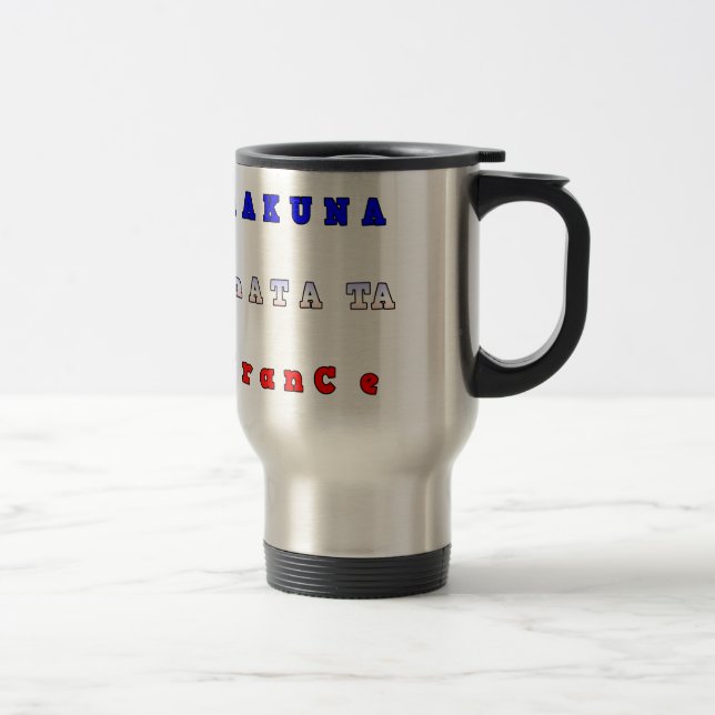 Caneca Térmica fRANCE HAKUNA MATATA AZUL VERMELHO CORES BRANCAS D (Direita)