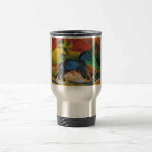 Caneca Térmica Franz Marc - canvas azuis pequenas do óleo do