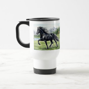 Caneca Térmica Freydis Black Horse em Paisagem Nórdica