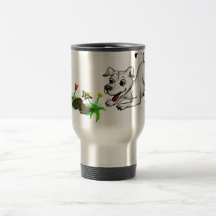Caneca Térmica Frühlingserwachen, Welpe mit Schmetterling