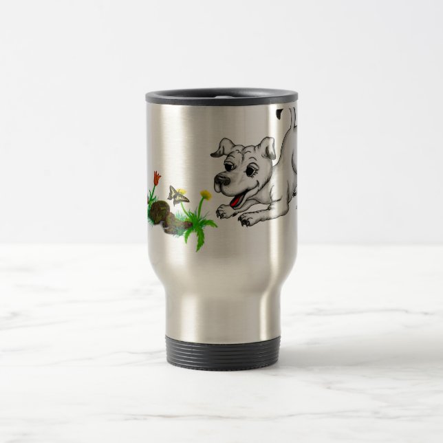 Caneca Térmica Frühlingserwachen, Welpe mit Schmetterling (Centro)