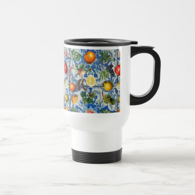 Caneca Térmica Fruta de Verão do Mediterrâneo e Mosaico Branco Az (Direita)
