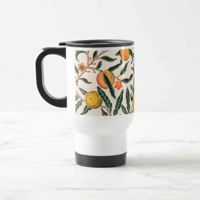 Caneca Térmica Fruta William Morris Pomegranate Ornamento Branco (Esquerda)