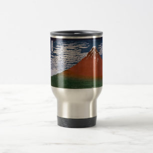 Caneca Térmica Fuji Vermelha, Vulcão Aka Fujiyama Katsushika Hoku