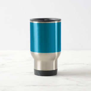 Caneca Térmica Fundo Azul Ciano Sólido Estilo Minimalista de Ve