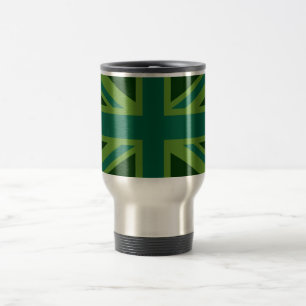 Caneca Térmica Fundo verde do estilo da bandeira de Union Jack da
