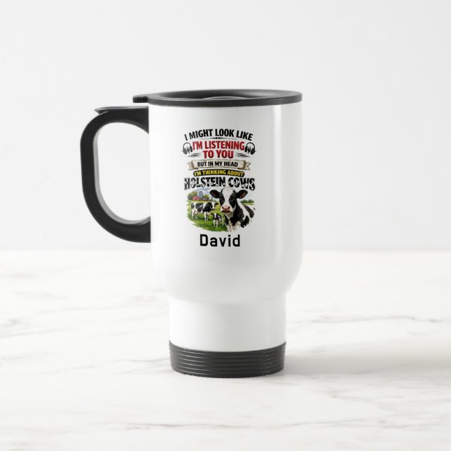 Caneca Térmica Funny Cow Mug – Thinking About Holstein Cows (Esquerda)