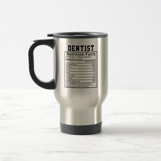 Caneca Térmica Funny Dentist Nutrition Facts Staff Worker Gift (Esquerda)