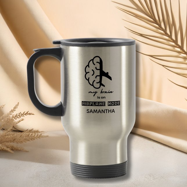 Caneca Térmica Funny My Brain is on Airplane Mode Coworker Gift (Criador carregado)