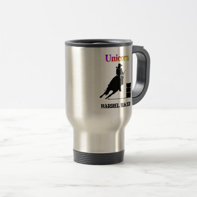 Caneca Térmica Funny Unicorn Barrel Racer (Frente Esquerda)