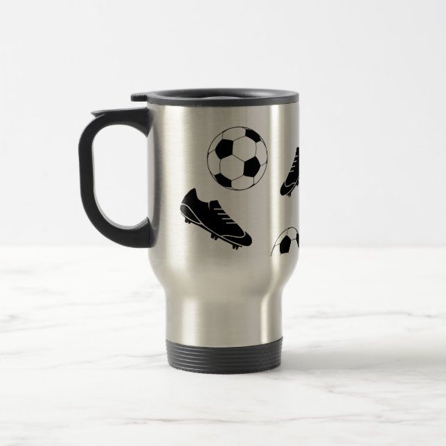 Caneca Térmica Futebol Clássico Negro Elegante Limpa Padrão de Bo (Esquerda)