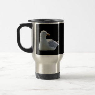 Caneca Térmica Gaivota Descansando Calmo Humor Arte Oceano Azul