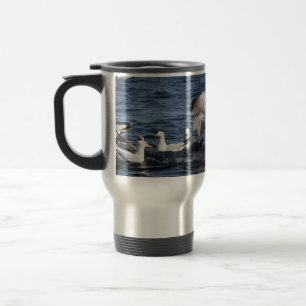 Caneca Térmica Gaivotas do Oceano em Ação Frenesi de Alimentação
