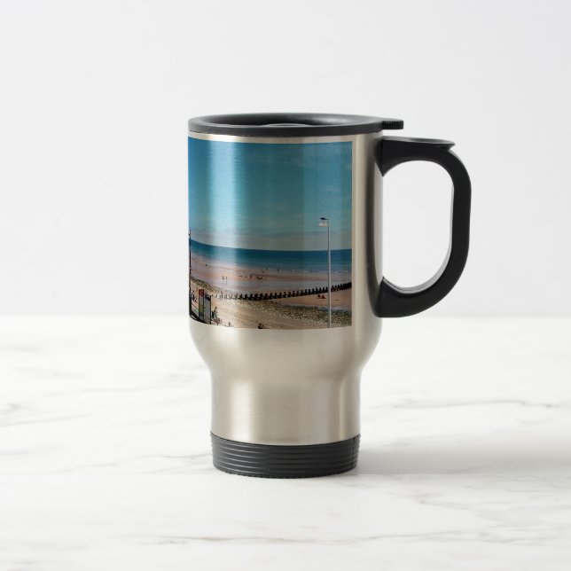 Caneca Térmica Gaivotas, na praia de Bridlington (Direita)