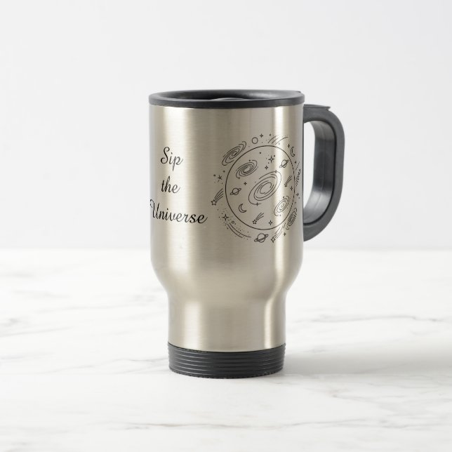 Caneca Térmica Galactic Minimalist Tumbler – Customizable Text  (Frente Esquerda)