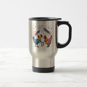 Caneca Térmica Galinha dos EUA Bandeira Patriótica 4 de julho