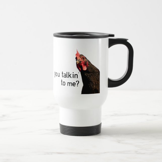 Caneca Térmica Galinha engraçada da atitude - você talkin a mim? (Direita)