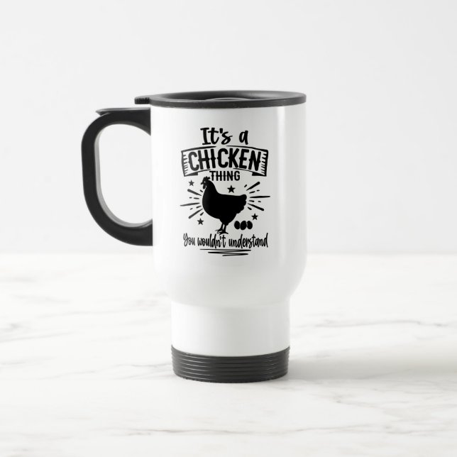 Caneca Térmica Galinha Louca Senhora Engraçada Hen Rooster Fazend (Esquerda)