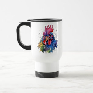 Caneca Térmica Galo de Campo em Estilo Aquarela